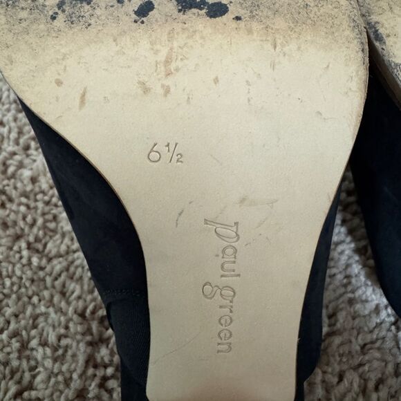 Paul Green Black Suede Slip-On 3.5" Heel Mules Shoes size 6.5 Minimalist Classic - Picture 5 of 7